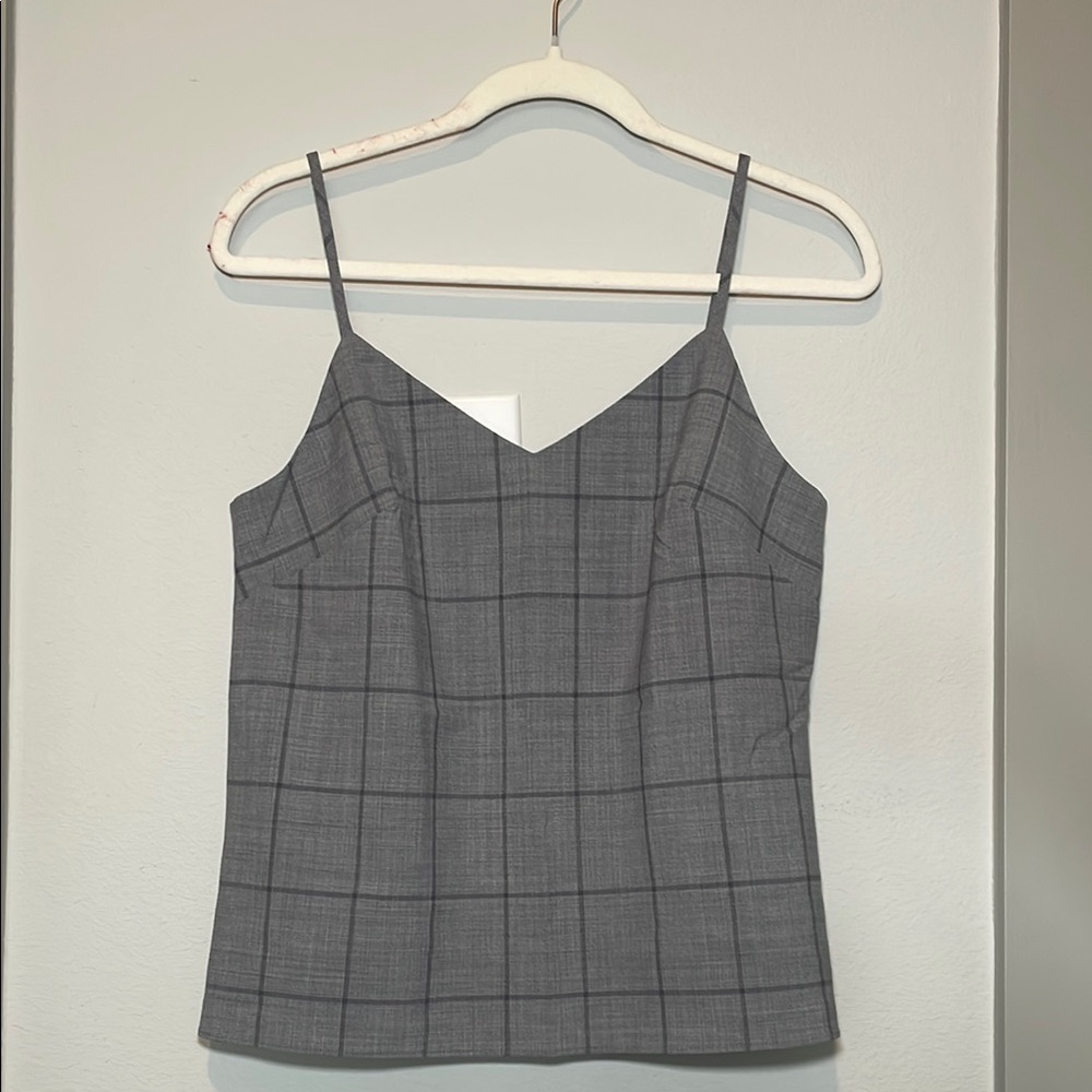 Banana Republic Gray Wool Plaid Tailored Camisole (Small Petite)